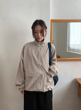 [unisex] PQチェック襟付きウィンドブレーカージャンパー