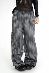 pleats stripe banding pants(3color)