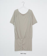 Shushup Off-Shoulder Tencel Layered Snap Short Sleeve Tee