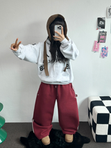 FLEECE❤TRACK LINE 3 LINE LONG PANTS ❤🖤🤍💙🩶5COLOR