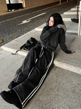Low Washing Crop Fur Hood Zip-Up