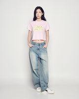 25FW WOMAN クラウドフォントクロップ半袖Tシャツ ライトピンク