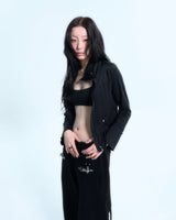 Ruffle Two Way zip-up - Black