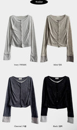 Sharo Layered Slim Fit Button Long Sleeve Cardigan