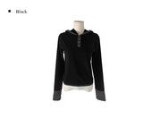 Chive Button Stripe Hood Brushed T-Shirt