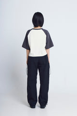 サイクルプリントラグラン ½Tシャツ (charcoal/ivory)