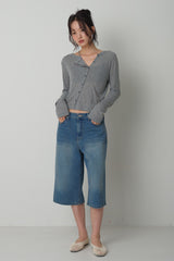 Oblique Tencel Cardigan_Melange gray