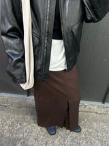 WANDERER BUTTON PLEAT SKIRT - BROWN