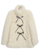 Ivory Poodle Fur Ribbon Half Coat