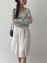 Shiny Flare Midi Skirt
