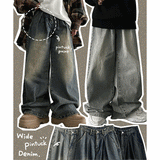 Lese pintuck wide denim pants