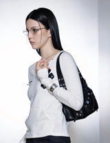 BAEL CROSS LEATHER PATCH MINI SHOULDER BAG