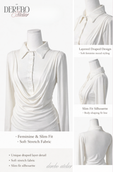Lily Shirring Shirt Long Sleeve Top