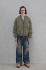 Retro damage wide denim