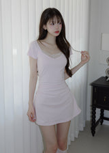[MADE] Viola Lace Shirred Mini Dress
