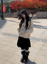 Rucker High Neck Duffle Button Knit Cardigan