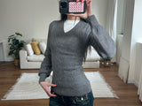 cable v neck knit