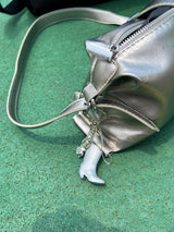Silver Boots Pendant Keyring Charm with Strap