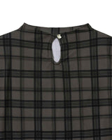 Plaid Smocking T-Shirt _ BLACK