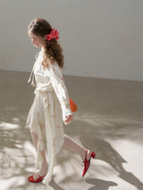 Cotton Embroidered Lace Flower Beads Romantic Dress