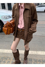 high-end pink loose fit long-sleeve shirt