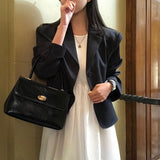 [Layered] U-neck layered long flare dress