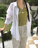 Ennie loose fit gauze see-through shirt
