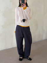 One-shoulder Tencel see-through T-shirt
