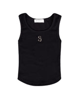 W Chest Logo Crop Short Sleeve BLACK