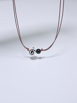 wood round swirl necklace