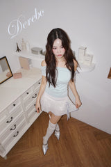 シフォンドットシュリンクフレアミニスカート