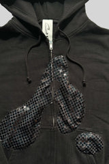 "A" LOGO ZIP-UP HOODIE(SPANGLE BLACK)