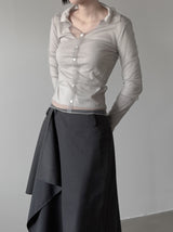 Folden Mesh Layered Collar Tee