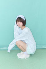 ボウリボンサテンヘアバンド (BLUE)
