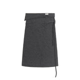 LAYERABLE BUTTON WRAP SKIRT (MELANGE CHARCOAL)