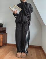 Reverse fleece string track pants