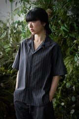 ストライプ L-C テーラード 1/2 シャツ (Navy)