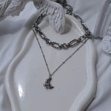 [Baby Monster Rora Necklace] Balletcore Moon Layered Necklace (Surgical Steel)