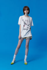 COLLECTION UNBALANCE CUTTING LOOSE FIT T-SHIRT [WHITE]