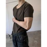 [MUSCLE FIT] U neck muscle half-shirts(8color)