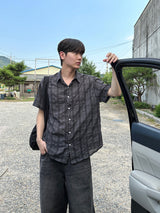 Linen check half shirts