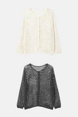 REVERSIBLE MESH KNIT CARDIGAN (2COLORS!)