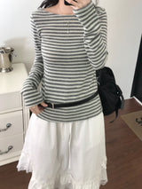 ボートネックストリッピードTシャツ(2 colors)