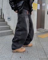 ドットヘビーブラッシュドバルーンデニムパンツ