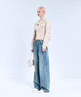 85-VIVAJ050 Line Point Crop Tweed Jacket BROWN