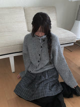 ダレンウールプリーツチェックミディスカート