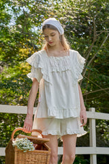 ULLALA PAJAMA Lila Short-sleeve Two-piece Ivory[24162WTSSN]