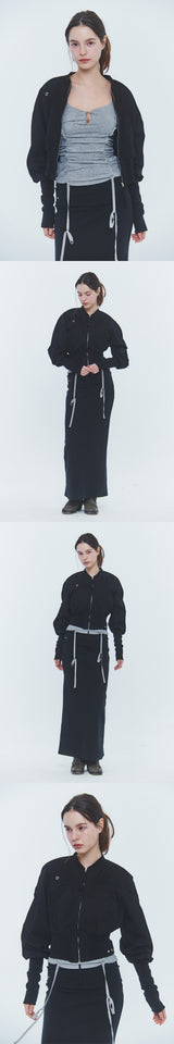 SARA SHIRRING JUMPER black