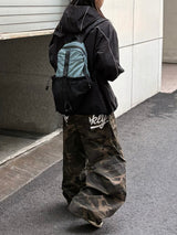 camo hip patch wide pants