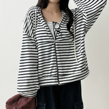 Itta Overfit Stripe Dangara Hooded Zip-Up